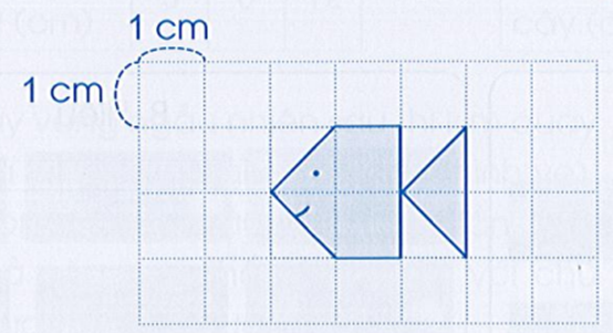 Diện tích tờ giấy hình con cá là: A. 3 cm^2 B. 4 cm^2 C. 6 cm^2 (ảnh 1)