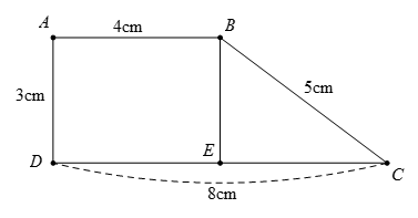 Cho hình thang ABCD có đáy AB và CD, biết AB = 4cm, CD = 8cm, BC = 5cm, AD = 3cm. Chứng minh: ABCD là hình thang vuông. (ảnh 1)