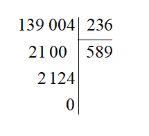 Đặt tính để tính thương: 139 004 : 236. (ảnh 1)