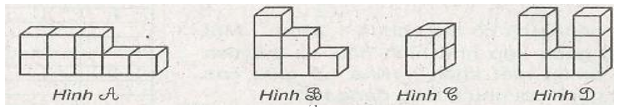 Bạn Minh xếp các khối gỗ hình lập phương thành các hình sau. Viết tên các hình theo thứ tự có thể tích từ lớn đến bé. (ảnh 1)