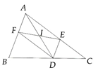 Cho tam giác ABC điểm D thuộc cạnh BC. Từ D kẻ đường thẳng song song với cạnh AB, cắt cạnh AC tại E và đường thẳng qua D  (ảnh 1)