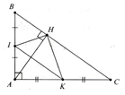 Cho tam giác ABC vuông tại A, đường cao AH. Gọi I, K theo thứ tự là trung điểm của AB, AC. Chứng minh:  a) góc IHK =90 độ (ảnh 1)