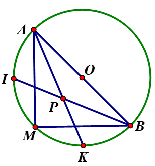 Cho (O) và hai dây MA và MB vuông góc với nhau. Gọi I, K lần lượt là điểm chính giữa của các cung nhỏ MA, MB.  (ảnh 1)