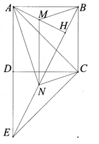 Cho hình vuông ABCD. Gọi E là điểm đối xứng của điểm A qua điểm D.  a) Chứng minh tam giác ACE là tam giác vuông cân. (ảnh 1)