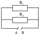 Cho hai điện trở R1 = 30Ω, R2 = 20Ω được mắc song song như sơ đồ hình vẽ. Tính cường độ dòng điện chạy qua mạch chính? Biết  . (ảnh 1)
