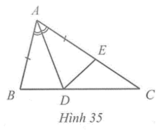 Chứng minh định lí “Trong một tam giác, góc Chứng minh tam giác ABD = tam giác AED (ảnh 1)