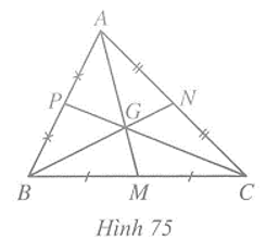Cho tam giác ABC. Ba đường trung tyến AM, BN, CP đồng quy tại G. Chứng minh GA + GB + GC = 2/3  (AM + BN + CP)    (ảnh 1)