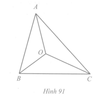 Cho tam giác ABC và điểm O thoả mãn OA = OB = OC. Chứng minh O là giao điểm của ba đường trung trực của tam giác ABC. (ảnh 1)