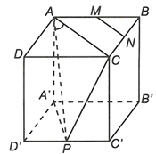 Cho hình lập phương ABCD.A'B'C'D'. Gọi M, N, P lần lượt là trung điểm các cạnh AB, BC, C'D'. Góc giữa (ảnh 1)