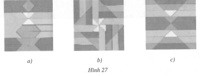 Trong Hình 27, các hình từ a) đến c), hình nào có trục đối xứng? Nếu là hình có trục đối (ảnh 1)