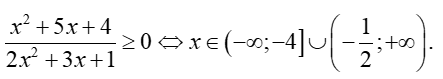 Tìm tập xác định D của hàm số y= căn bậc hai x^2+5x+4/ 2x^2+3x+1 (ảnh 5)