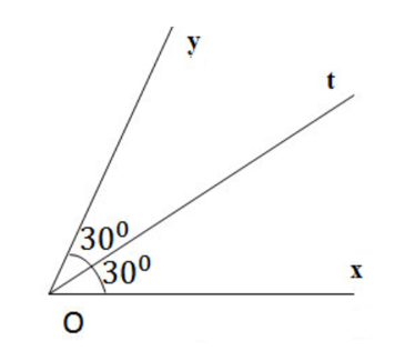 Cho Ot là tia phân giác của góc xOy , biết góc xOy= 60 độ . Số đo của góc xOt là: (ảnh 1)