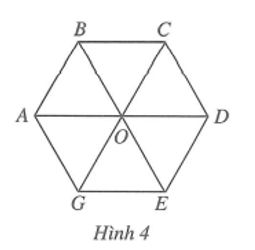 Cho lục giác đều ABCDEG. Các đường chéo chính AD, BE, CG cắt nhau tại O (Hình 4). (ảnh 1)