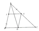 Cho tam giác ABC. Từ một điểm E trên cạnh AC vẽ đường thẳng song song với BC cắt AB tại F a) Tam giác AED cân; (ảnh 1)