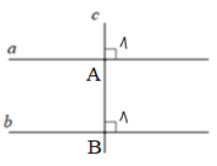 Cho giả thiết: c vuông góc a , c vuông góc b và a, b, c nằm trên cùng một mặt phẳng (ảnh 1)