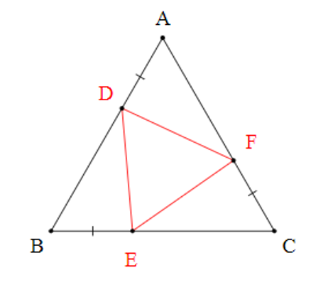 Cho tam giác ABC đều. Lấy các điểm D, E, F lần lượt trên các cạnh AB, BC, CA sao cho (ảnh 1)