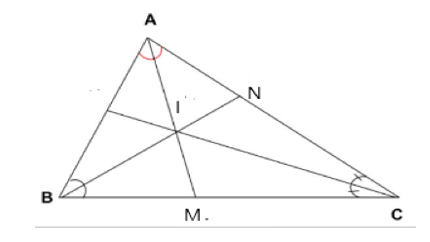 Cho tam giác ABC có hai đường phân giác AM, BN cắt nhau tại điểm I. Hỏi CI có là  (ảnh 1)