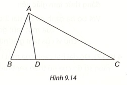 Cho tam giác ABC, điểm D nằm giữa B và C. Chứng minh AD nhỏ hơn nửa chu vi (ảnh 1)
