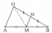 Cho đoạn thẳng AB và n điểm O1, O2, ....,On không nằm giữa A và B sao cho O1A + O2A +... + OnA = O1B + O2B +... +OnB = a. C (ảnh 2)
