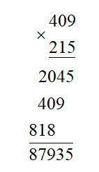 Đặt tính rồi tính:  a) 409. 215;  (ảnh 1)