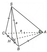 Cho hình chóp S.ABC có đáy ABC là tam giác đều cạnh a. Hình chiếu vuông góc của S lên (ABC) trùng (ảnh 1)