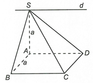 Cho hình chóp S.ABCD có đáy ABCD là hình chữ nhật AB = a cạnh bên SA vuông góc với đáy và SA = a. (ảnh 1)