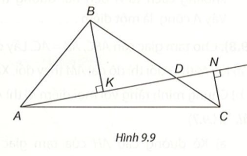 Cho tam giác ABC. D là một điểm bất kì trên đoạn BC So sánh BK, BD.  (ảnh 1)