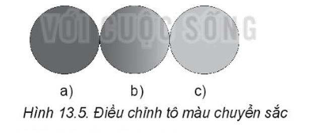 Thực hành: Em hãy điều chỉnh tô màu chuyển sắc với hai màu cho trước cho Hình 13.5b từ  (ảnh 1)