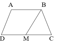 Hình thang ABCD có đáy lớn DC = 16 cm, đáy bé AB= 9 cm. Biết DM = 7 cm, diện tích tam giác BMC = 37,8 cm2.  (ảnh 1)