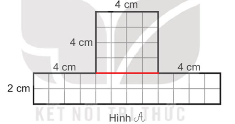 Viết số thích hợp vào chỗ chấm. Diện tích miếng bìa hình A là : (ảnh 2)