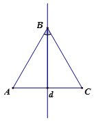 Cho tam giác ABC cân tại B  a) Tìm trục đối xứng của tam giác đó (ảnh 1)