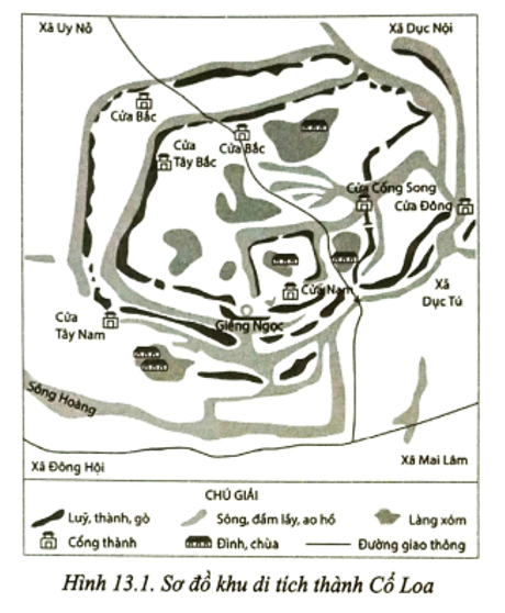 Quan sát hình 13.1 và cho biết: a) Vị trí của thành Cổ Loa đối với nước Âu Lạc. (ảnh 1)