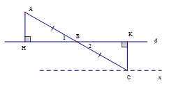 Cho điểm A ở ngoài đường thẳng d  và có khoảng cách đến d  bằng 2cm.  Trên d  lấy  một điểm B  bất kì.  (ảnh 1)