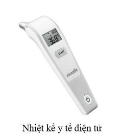 Cho các thao tác khi sử dụng nhiệt kế y tế điện tử:  (1) Bật máy đo nhiệt độ  (ảnh 1)