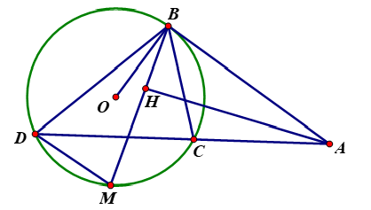 Từ một điểm A ở bên ngoài đường tròn (O), vẽ tiếp tuyến AB và cát tuyến ACD với đường tròn (B là tiếp điểm, C nằm giũa A và D). (ảnh 1)