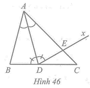 Cho tam giác ABC có góc B > góc C Chứng minh góc ADB < góc ADC (ảnh 1)