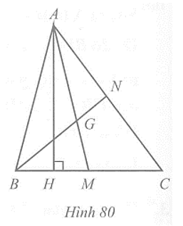 Cho tam giác ABC có hai đường trung tuyến AM và BN cắt nhau tại G. Gọi H là hình chiếu của A trên đường thẳng BC. (ảnh 1)