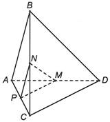 Cho tứ diện ABCD có AB =  CD = 2a. Gọi M, N lần lượt là trung điểm AD và BC. Biết MN = a căn bậc 2(3) (ảnh 1)