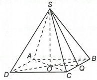 Cho hình chóp S.ABCD có đáy ABCD là hình vuông tâm O, cạnh a. Đường thẳng SO vuông góc với (ảnh 1)