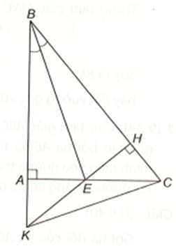 Cho tam giác ABC vuông tại A. Tia phân giác của góc ABC cắt AC tại E... Chứng minh AE = EH. (ảnh 1)