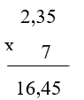 Đặt tính rồi tính  a) 2,35 × 7                  (ảnh 1)