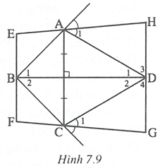 Cho tam giác ABD. Vẽ điểm C đối xứng với A qua BD.. a) Xác định dạng của tứ giác EFGH; (ảnh 1)
