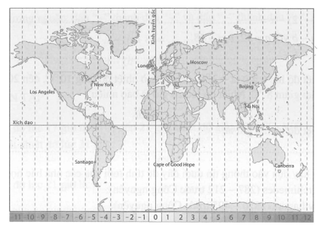 Bản đồ sau cho biết múi giờ của các vùng trên thế giới. Việt Nam ở múi giờ + 7. (ảnh 1)