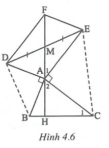 Cho tam giác nhọn ABC. Vẽ ra phía ngoài của tam giác này các tam giác ABD và tam giác ACE vuông cân tại A.  (ảnh 1)