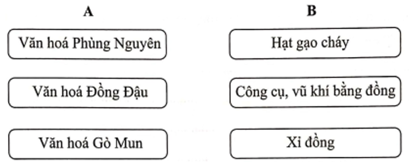 Hãy nối ô ở cột A với ô ở cột B để thấy một số dấu tích được tìm thấy trong các nền  (ảnh 1)