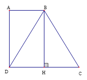 Cho hình thang vuông ABCD (góc A = góc D = 90 độ) có DC = 2AB = BC. Tính số đo góc ABC. (ảnh 1)