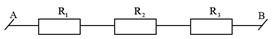 Tính điện trở tương đương của đoạn mạch sau:   Biết  R1 = 4Ω,  R2 = 6Ω, R3 = 8Ω (ảnh 1)