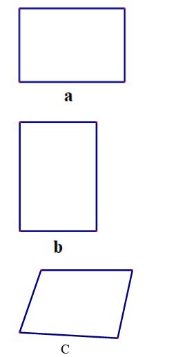 Cho các hình a, b, c dưới đây:Hình nào là hình chữ nhật? (ảnh 1)