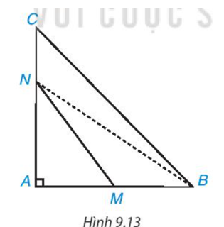 Cho tam giác ABC vuông tại A. Hai điểm M, N theo thứ tự nằm trên các cạnh AB, AC (ảnh 1)