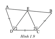 Cho tứ giác ABCD có AD = DC = CB; góc C = 130 độ, góc D = 110 độ. Tính số đo góc A, góc B. (ảnh 1)